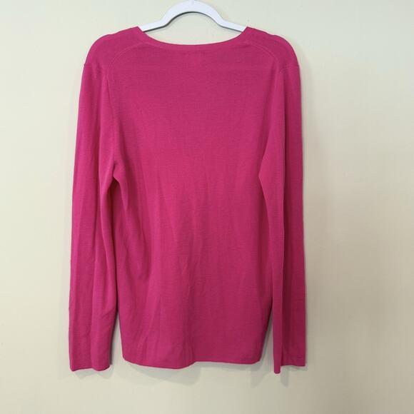 J. Crew Barbie Pink 100% Merino Wool Cardigan Sweater Size XL 2365 - Picture 4 of 8